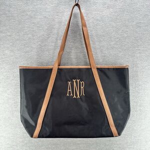 MARLEY LILLY -  Monogrammed Black Canvas Travel Tote Bag  PU2